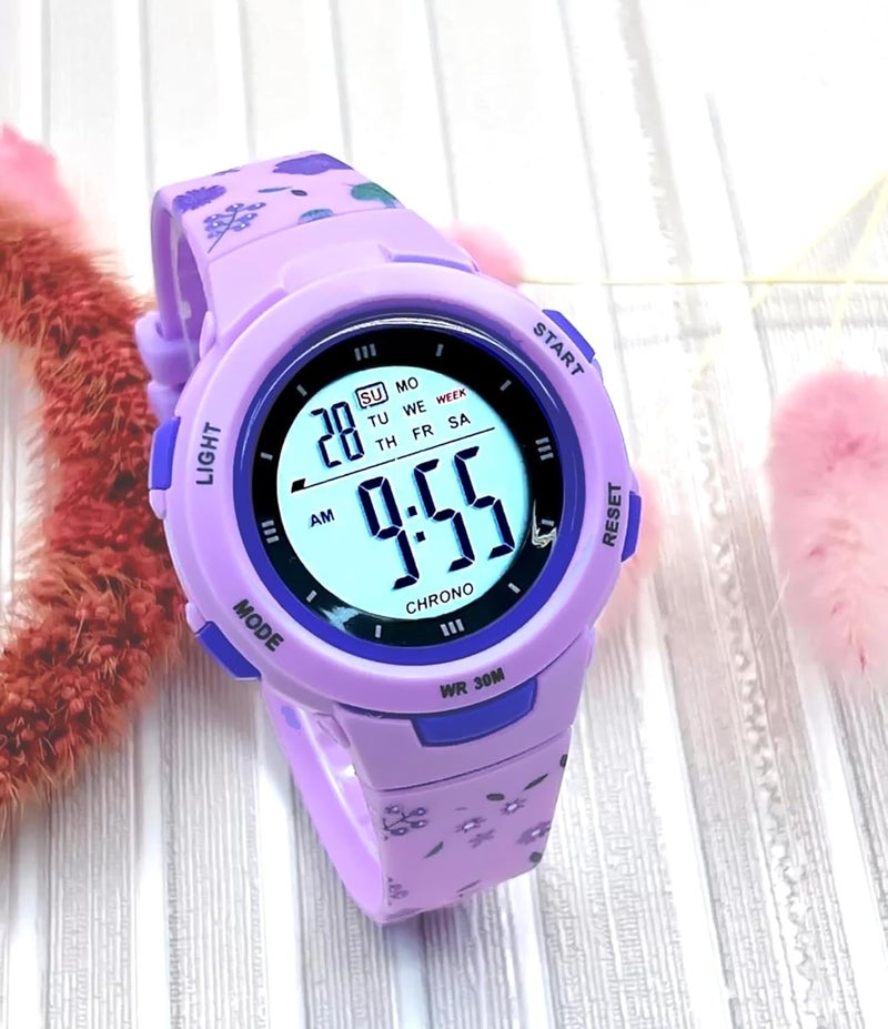 Time Up Store ساعة أطفال رقمية مقاومة للماء (قرص متعدد الألوان وحزام ملون) - Image 3