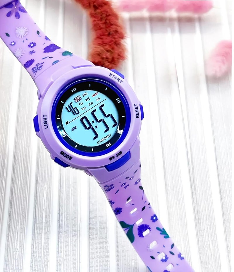 Time Up Store ساعة أطفال رقمية مقاومة للماء (قرص متعدد الألوان وحزام ملون) - Image 4