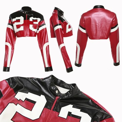 VOIKERDR Leather Jacket Cropped Jacket Motorcycle Jacket Y2K Letter Bomber Jacket Women Faux Leather Jacket Streetwear - Image 5