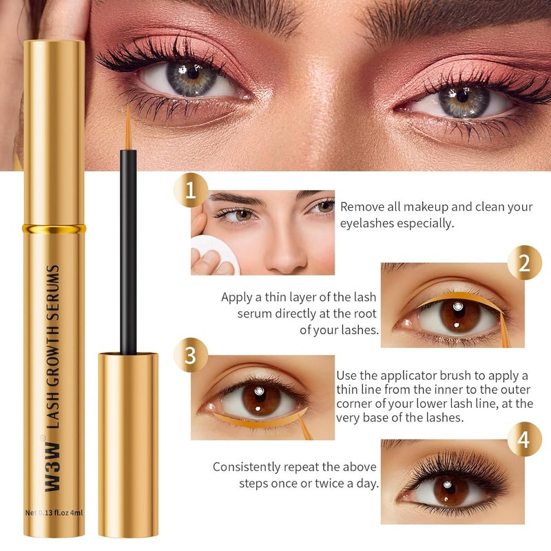 W3W Eyelash serum Eyelash Growth Serum with Advanced Formula to Boost Longer Thicker Fuller Looking Lashes Nourishing Lash Serum For Eyelash Growth Vegan CrueltyFree for Sensitive Eyes 4ml - Image 3