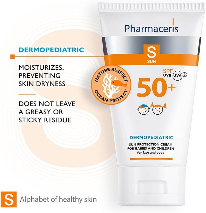 Pharmaceris S Sun Protection Cream for Children SPF 50+, 125ml - Lightweight Hydrating Formula with Passion Flower Oil and Folic Acid, Water-Resistant - Image 4