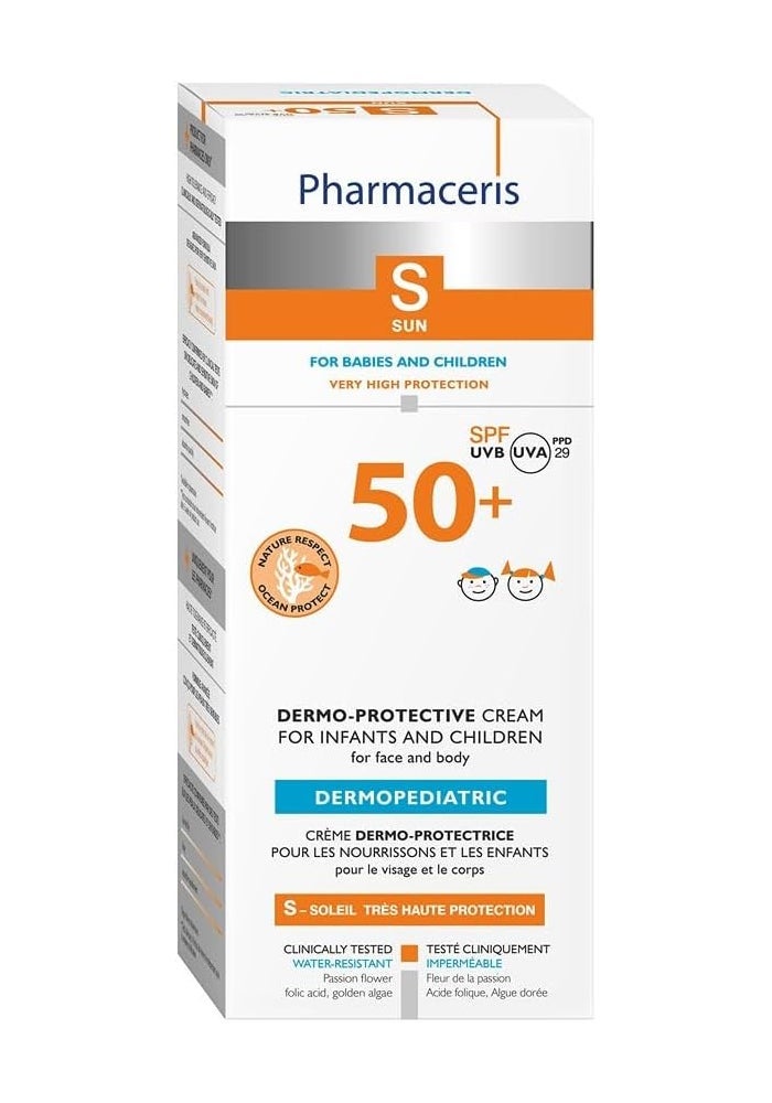 Pharmaceris S Sun Protection Cream for Children SPF 50+, 125ml - Lightweight Hydrating Formula with Passion Flower Oil and Folic Acid, Water-Resistant - Image 1
