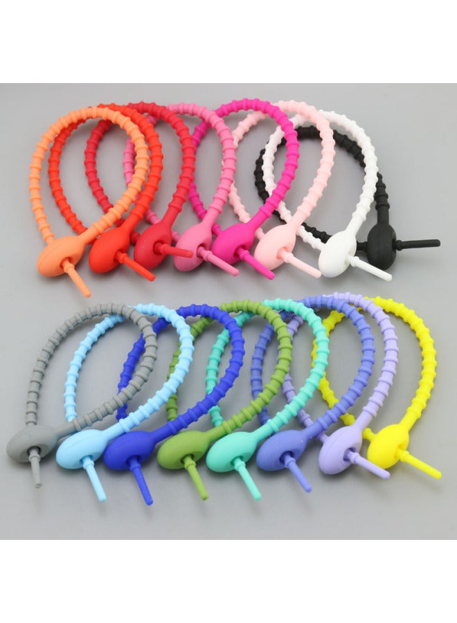 Loquat Simple Tadpole Silicone Cable Tie With Loose Buckle Wire Bundle DIY Handmade Doll Luggage Accessories Lanyard-Color:Pink 120mm - Image 3