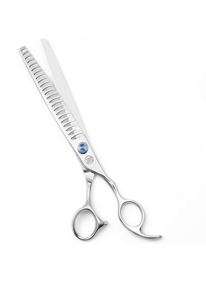 Moontay Professional Dog Grooming Curved Straight Thinning/Blending/Chunking Scissors Kit JP-440C Stainless Steel Pet Cat Hair Cutting/Trimming Shears Silver (8" (23-Tooth)) - Image 1
