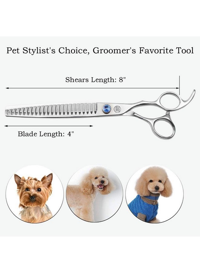 Moontay Professional Dog Grooming Curved Straight Thinning/Blending/Chunking Scissors Kit JP-440C Stainless Steel Pet Cat Hair Cutting/Trimming Shears Silver (8" (23-Tooth)) - Image 3