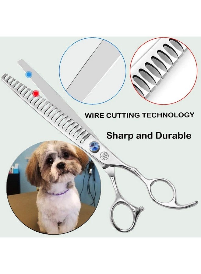 Moontay Professional Dog Grooming Curved Straight Thinning/Blending/Chunking Scissors Kit JP-440C Stainless Steel Pet Cat Hair Cutting/Trimming Shears Silver (8" (23-Tooth)) - Image 5
