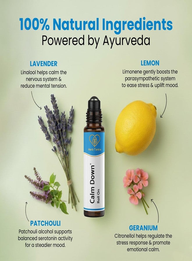 Herb Tantra Calm Down Anxiety Support Roll-On | Natural Stress Relief Blend | Lavender Frankincense Aromatherapy | Relaxing & Uplifts Mood - Image 4