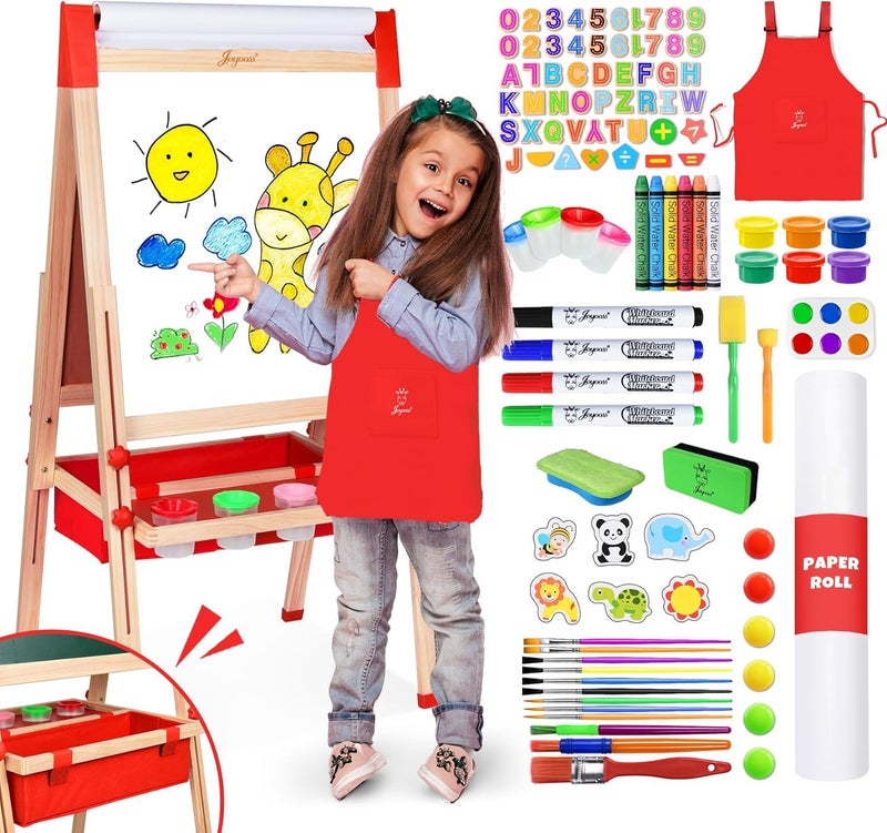 Joyooss Art Easel for Kids Easel for ToddlersAdjustable Standing Double Sided Toddler Easels Kid Art Chalkboard with Paper Roll  WhiteboardEasel for Kids Age 48 912