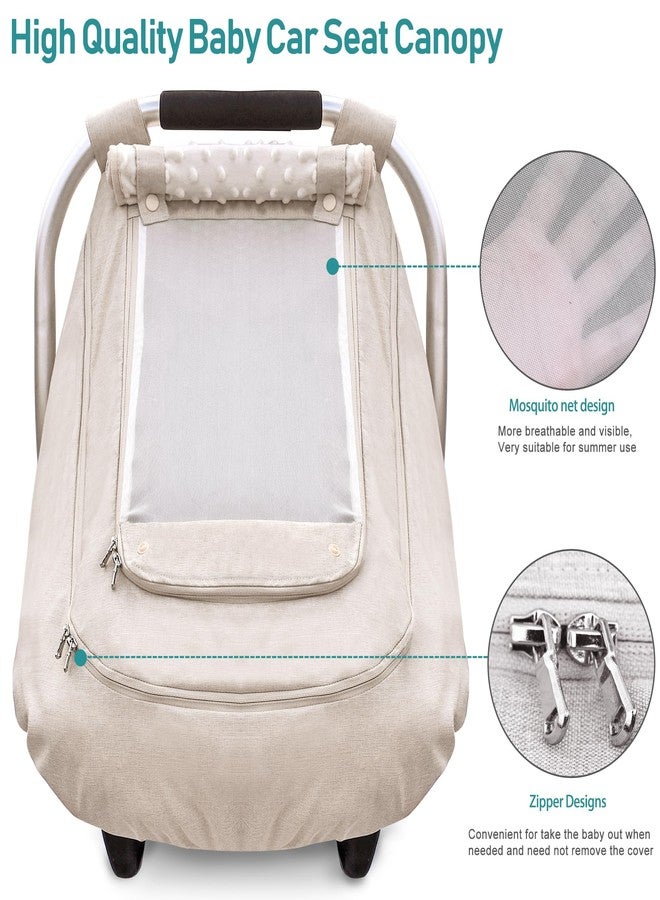 YVMVDV Waterproof Baby Car Seat Cover， Cold Weather Carseat Cover for Babies,Infant Car Seat Cover Canopy for Boy Girls,Windproof Car Seat Canopy for Boys & Girls, Keeps Babies Warm and Cozy (Beige) - Image 5