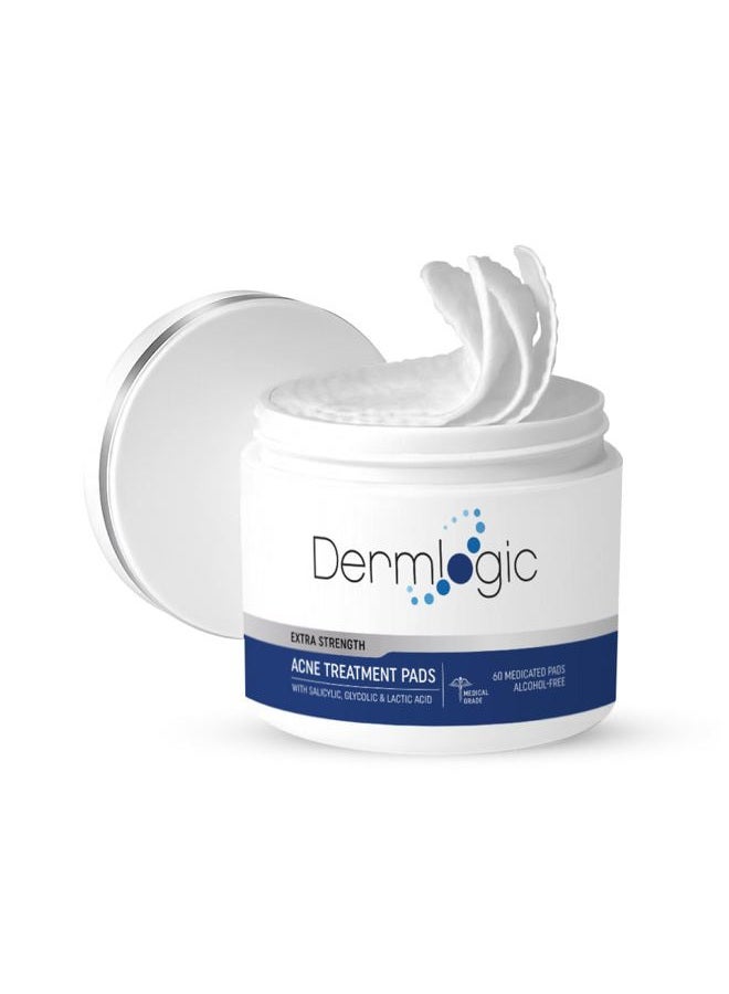 Dermlogic Anti-Blemish Control Pads- Contains Salicylic, Glycolic, Lactic Acid for Face & Body. Clears Away Clogged Pores, Oily Skin & Cystic Breakouts. Removes Dark Spots, Blackhead & Whitehead Pimples - Image 1