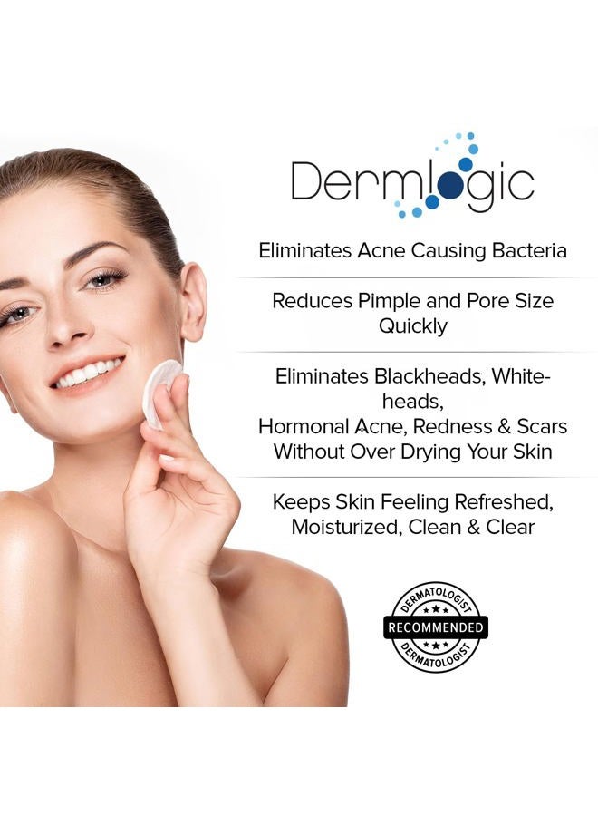 Dermlogic Anti-Blemish Control Pads- Contains Salicylic, Glycolic, Lactic Acid for Face & Body. Clears Away Clogged Pores, Oily Skin & Cystic Breakouts. Removes Dark Spots, Blackhead & Whitehead Pimples - Image 2