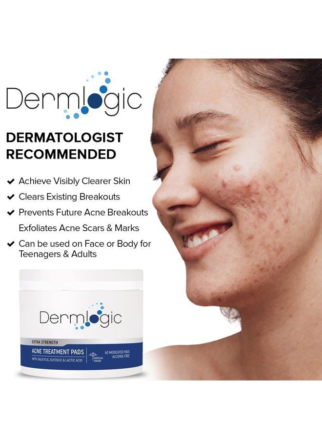 Dermlogic Anti-Blemish Control Pads- Contains Salicylic, Glycolic, Lactic Acid for Face & Body. Clears Away Clogged Pores, Oily Skin & Cystic Breakouts. Removes Dark Spots, Blackhead & Whitehead Pimples - Image 4