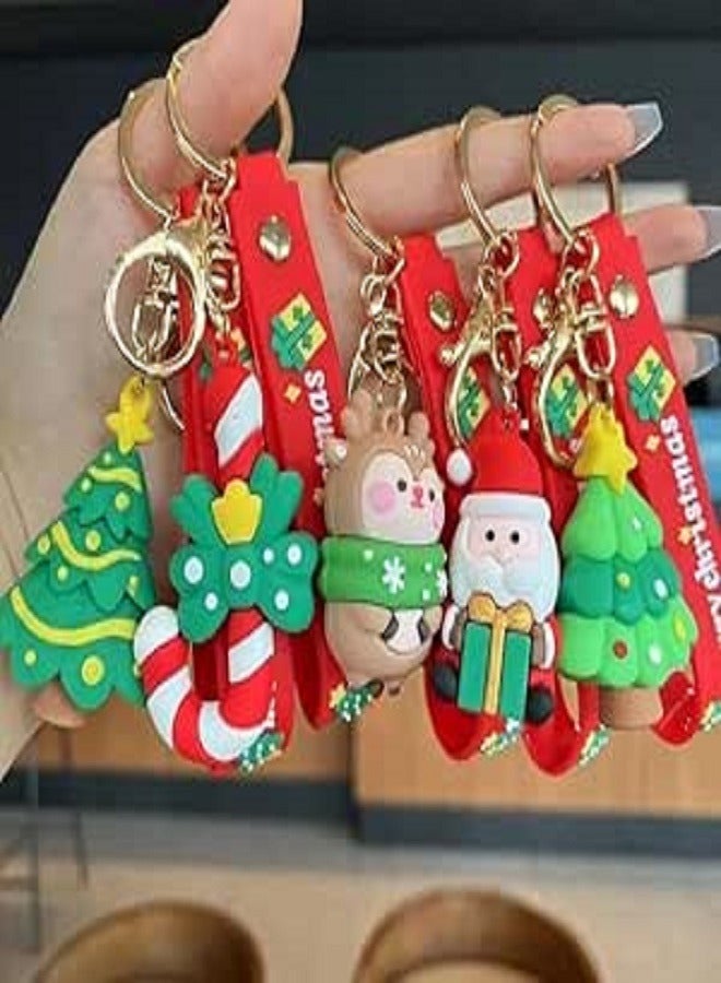 Christmas Keychains - Christmas Gifts , Different Shapes Christmas's Keychain, Christmas Decoration Items, 6 pcs - Image 1