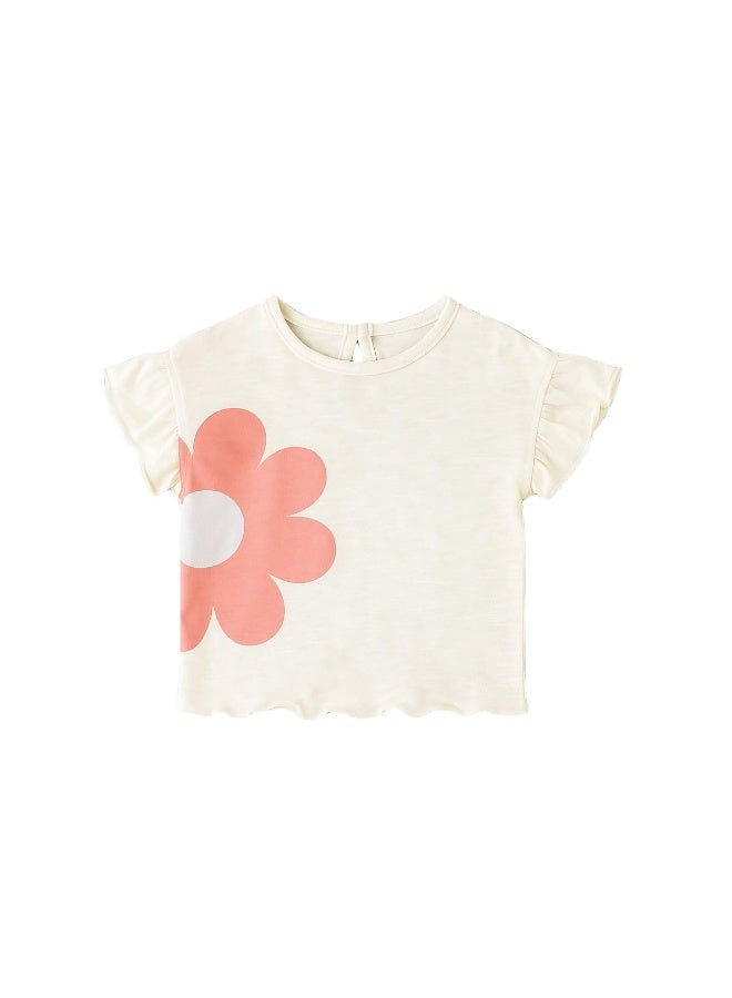 Popees Baby Girl Cotton Top | Soft Ruffle Sleeve T-Shirt | Comfortable Daily Wear for Infants & Toddlers - Image 1