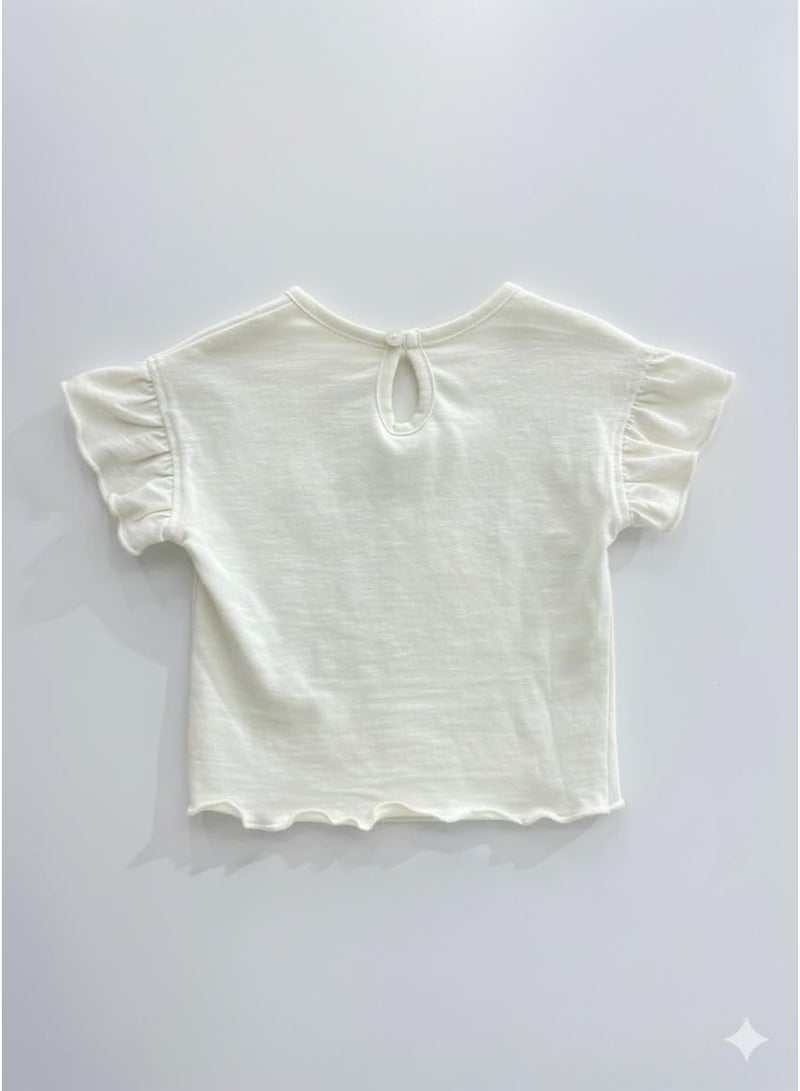 Popees Baby Girl Cotton Top | Soft Ruffle Sleeve T-Shirt | Comfortable Daily Wear for Infants & Toddlers - Image 2