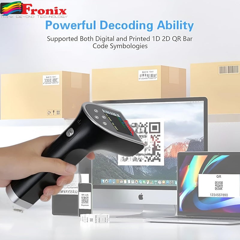 Fronix FB1300W Pro is a Versatile 2.4GHz Wireless Barcode Scanner, Supporting 1D and 2D barcodes and QR Codes. Offers Wired/2.4G /Bluetooth Modes with Integrated Lighting and Digital Display. - Image 5