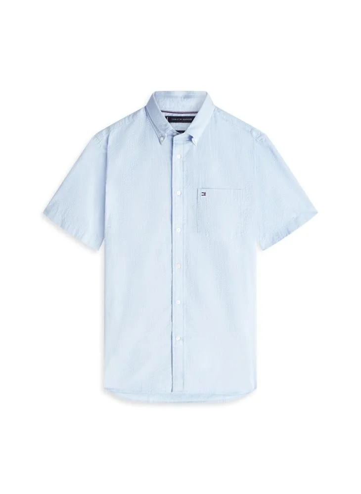 TOMMY HILFIGER  Regular Fit Seersucker Short Sleeve Shirt for Men | Best Price UAE