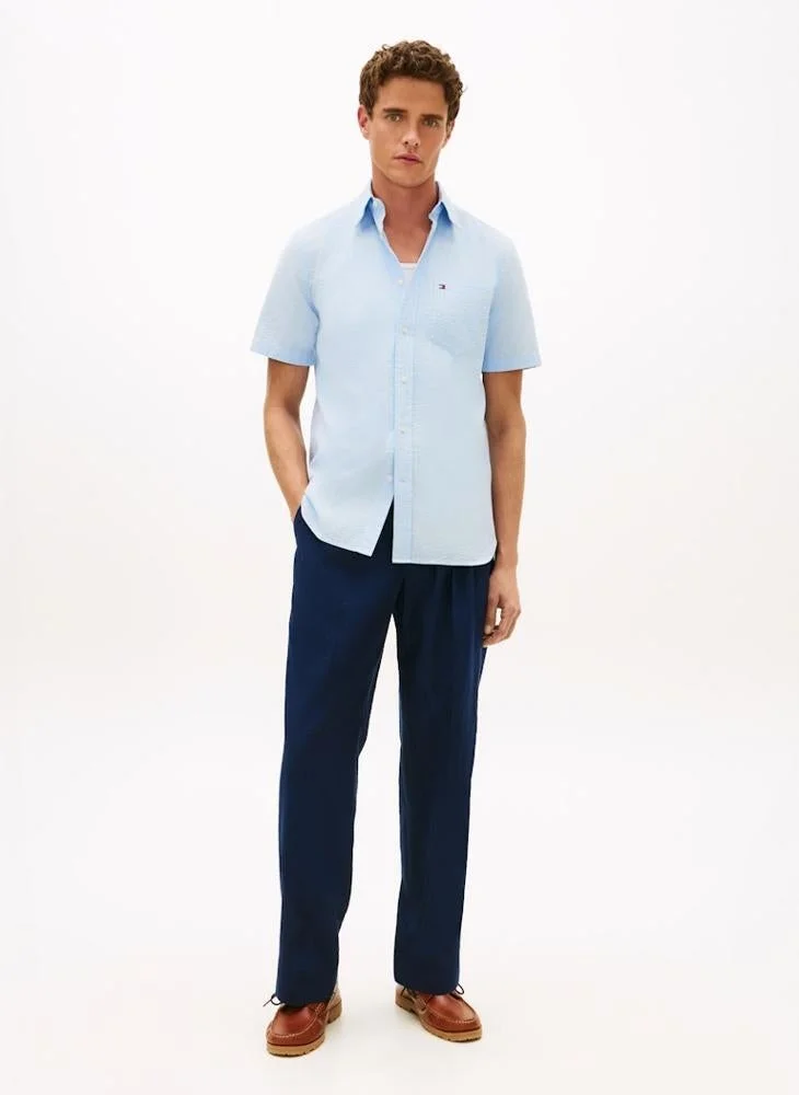 TOMMY HILFIGER  Regular Fit Seersucker Short Sleeve Shirt for Men | Best Price UAE