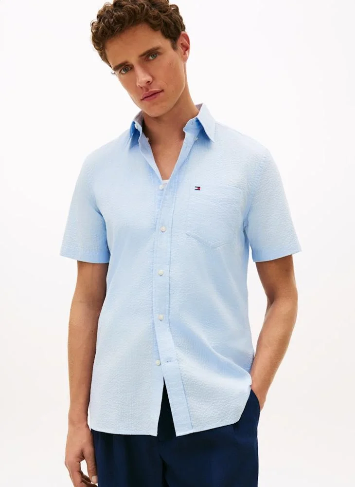 TOMMY HILFIGER  Regular Fit Seersucker Short Sleeve Shirt for Men | Best Price UAE