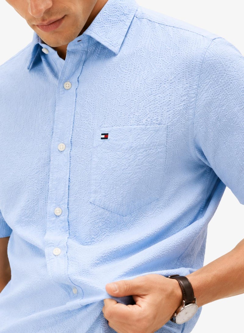 TOMMY HILFIGER Regular Fit Seersucker Short Sleeve Shirt - Image 3
