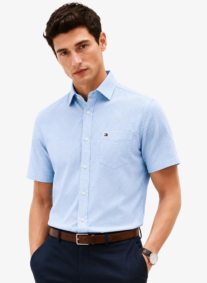 TOMMY HILFIGER Regular Fit Seersucker Short Sleeve Shirt - Image 1