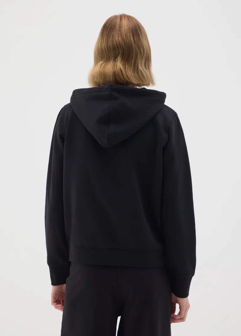 او في اس BLACK REGULAR FIT COTTON BLEND HOODIE