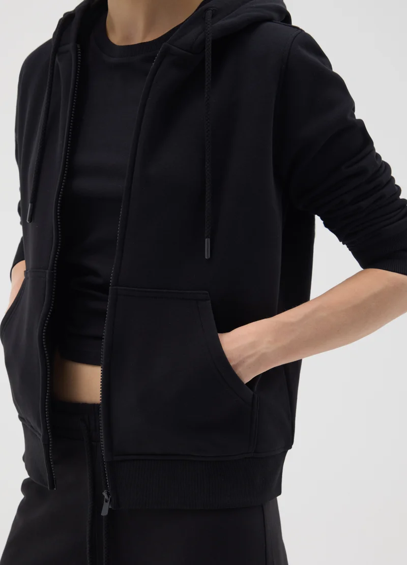 او في اس BLACK REGULAR FIT COTTON BLEND HOODIE
