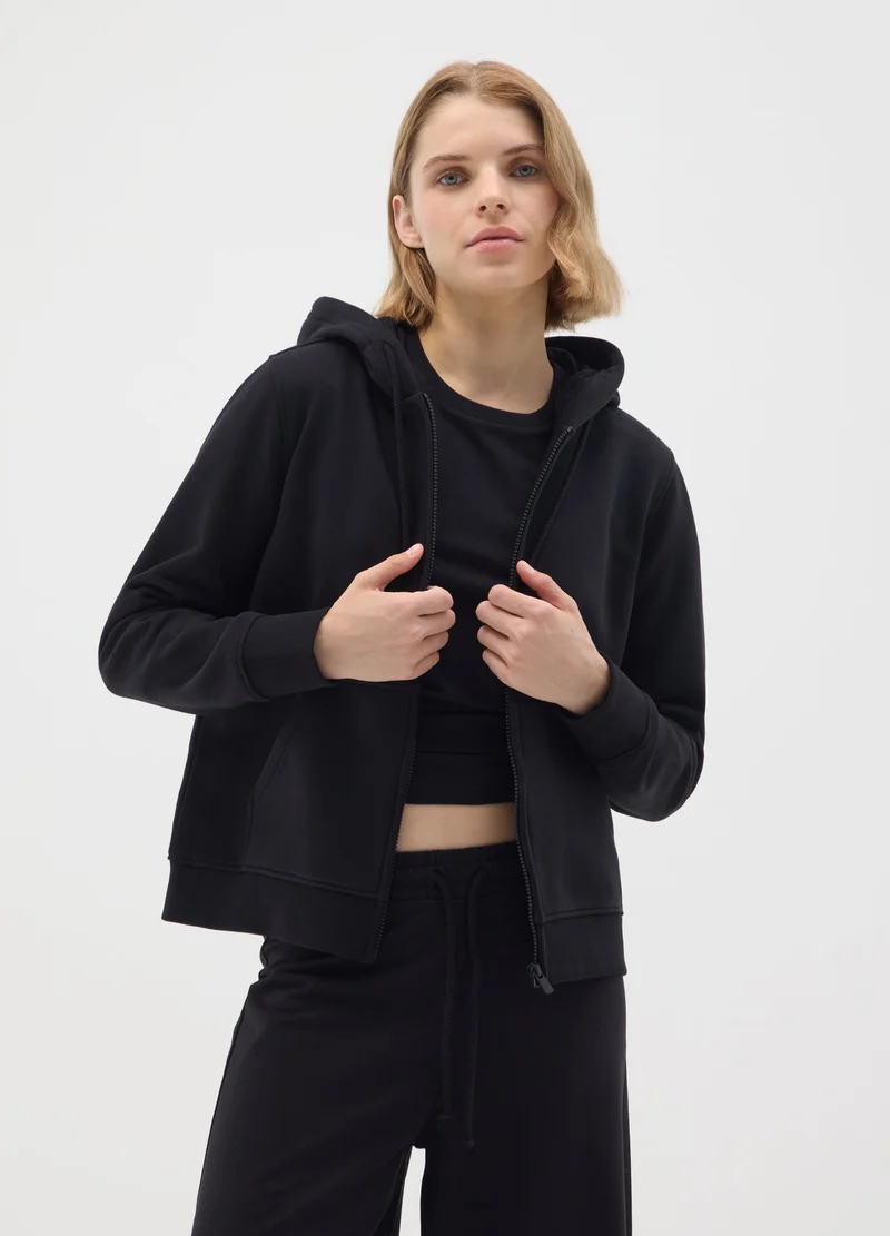 Ovs BLACK REGULAR FIT COTTON BLEND HOODIE