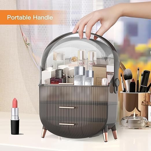 MIXEN Dustproof Cosmetic Storage Box Cosmetics Skincare Jewelry Lipstick Organizer MultiFunction Makeup Case Makeup Organizer Box for Vanity Dresser Bedroom Countertop - Image 2
