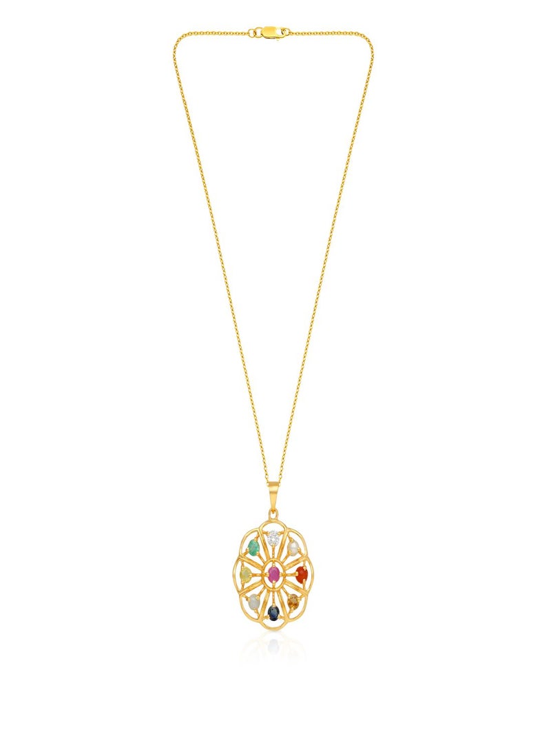 Malabar Gold and Diamonds 22 Carat 916 Purity Yellow Gemstone Pendant PGNNVR016PN5Y for Women  - Image 1