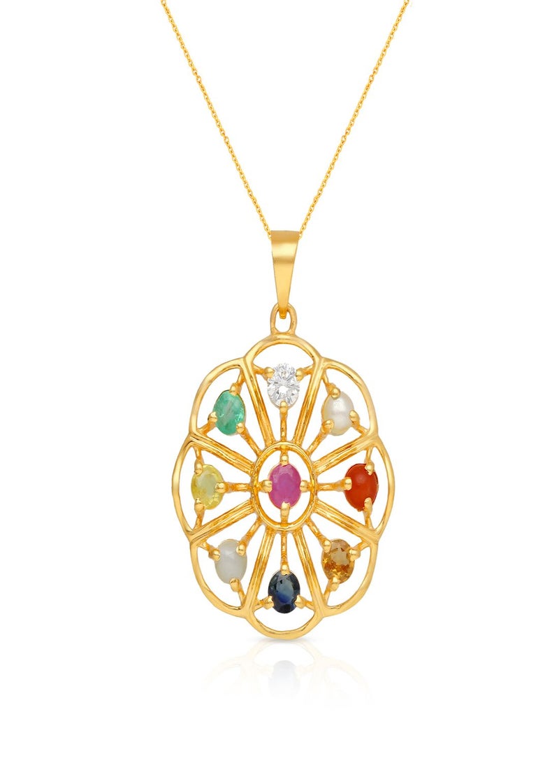 Malabar Gold and Diamonds 22 Carat 916 Purity Yellow Gemstone Pendant PGNNVR016PN5Y for Women  - Image 2