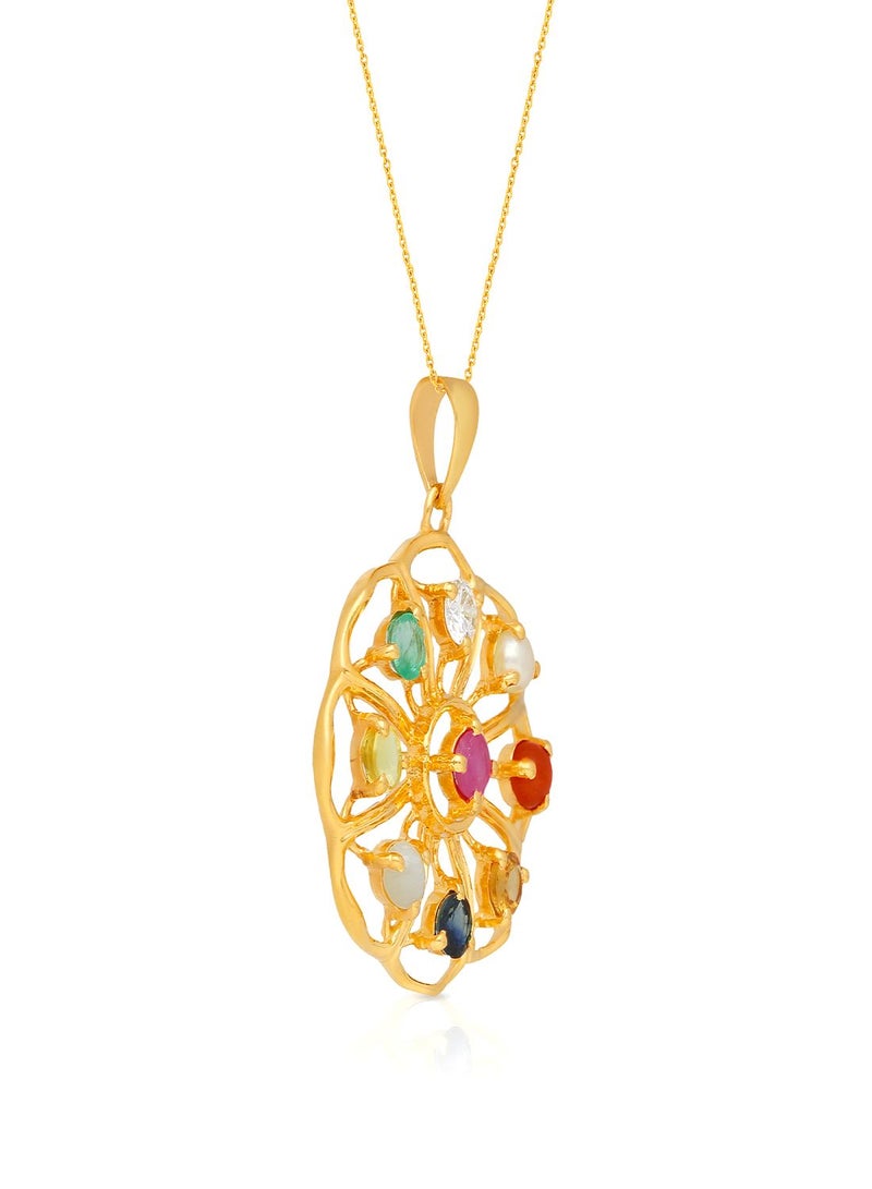Malabar Gold and Diamonds 22 Carat 916 Purity Yellow Gemstone Pendant PGNNVR016PN5Y for Women  - Image 3