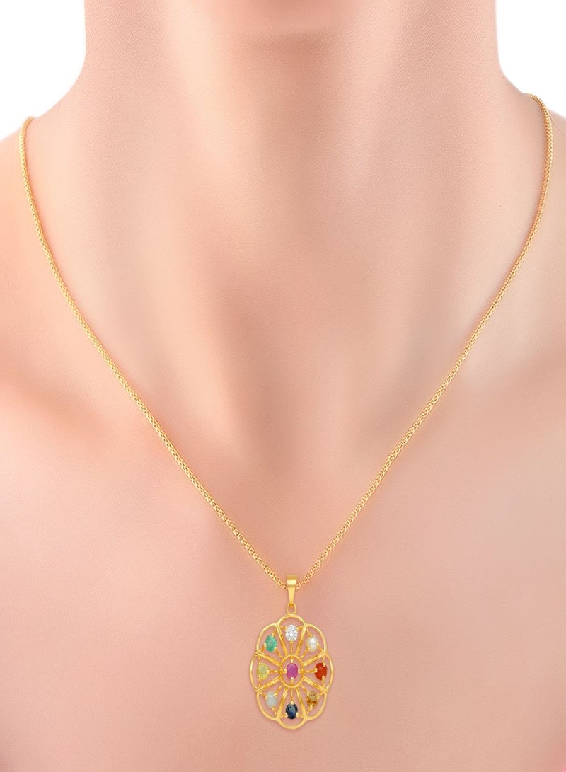Malabar Gold and Diamonds 22 Carat 916 Purity Yellow Gemstone Pendant PGNNVR016PN5Y for Women  - Image 4