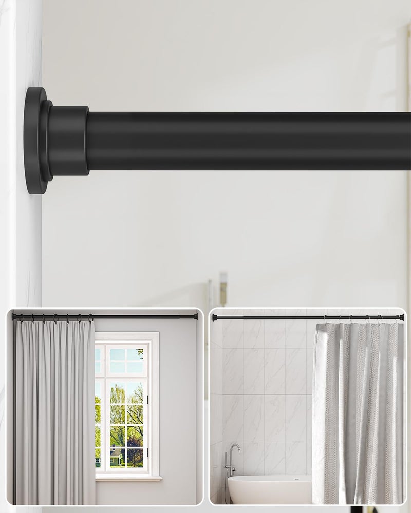 ALLZONE Heavy Duty Tension Shower Curtain Rod 4283 Inches for Bathroom Window NonSlip Adjustable with Strong Spring Pole for Closet Doorway No Rust No Drilling Black