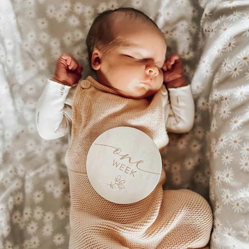 Cliths Set of 14 Baby Milestone Cards Wooden Discs for Newborn First Year Durable Keepsake Perfect Baby Shower Gift Baby Milestone Card Wooden - Image 3