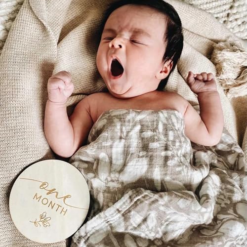 Cliths Set of 14 Baby Milestone Cards Wooden Discs for Newborn First Year Durable Keepsake Perfect Baby Shower Gift Baby Milestone Card Wooden - Image 2
