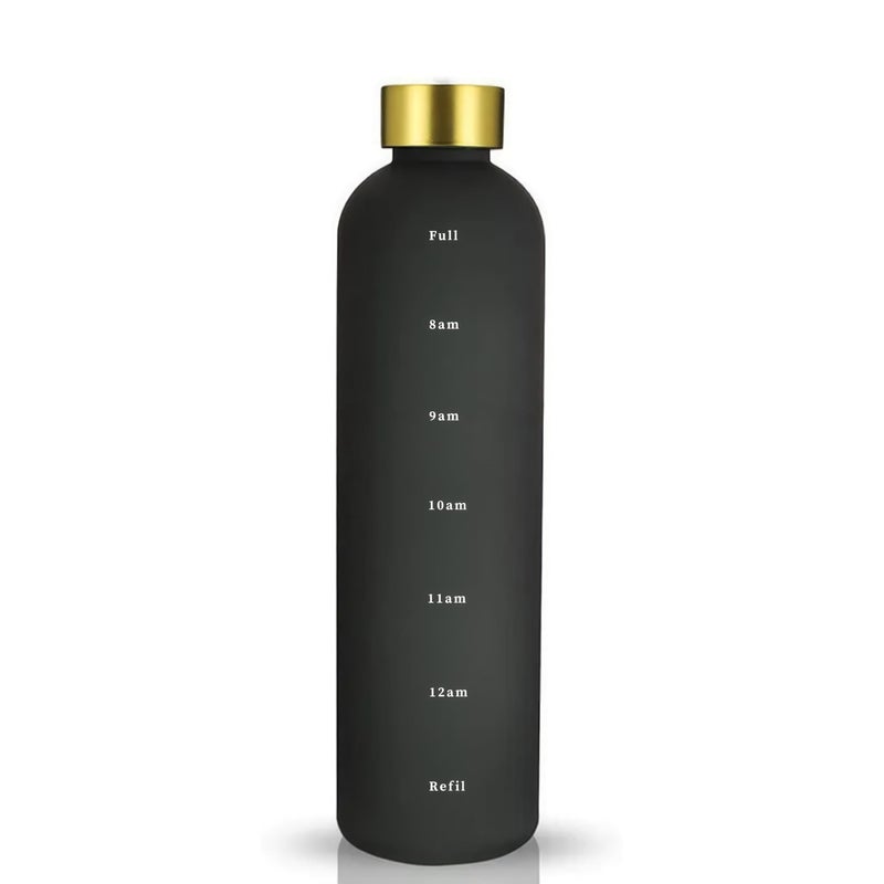 KWER Motivational Water Bottle, Spirit Gym Gallon with Time Marker Large Capacity, Leakproof BPA Free Fitness Sports Water Bottle 1 Litre (Pack of 1, Black) - Image 3