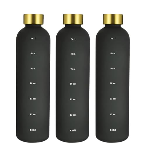 KWER Motivational Water Bottle, Spirit Gym Gallon with Time Marker Large Capacity, Leakproof BPA Free Fitness Sports Water Bottle 1 Litre (Pack of 1, Black) - Image 2