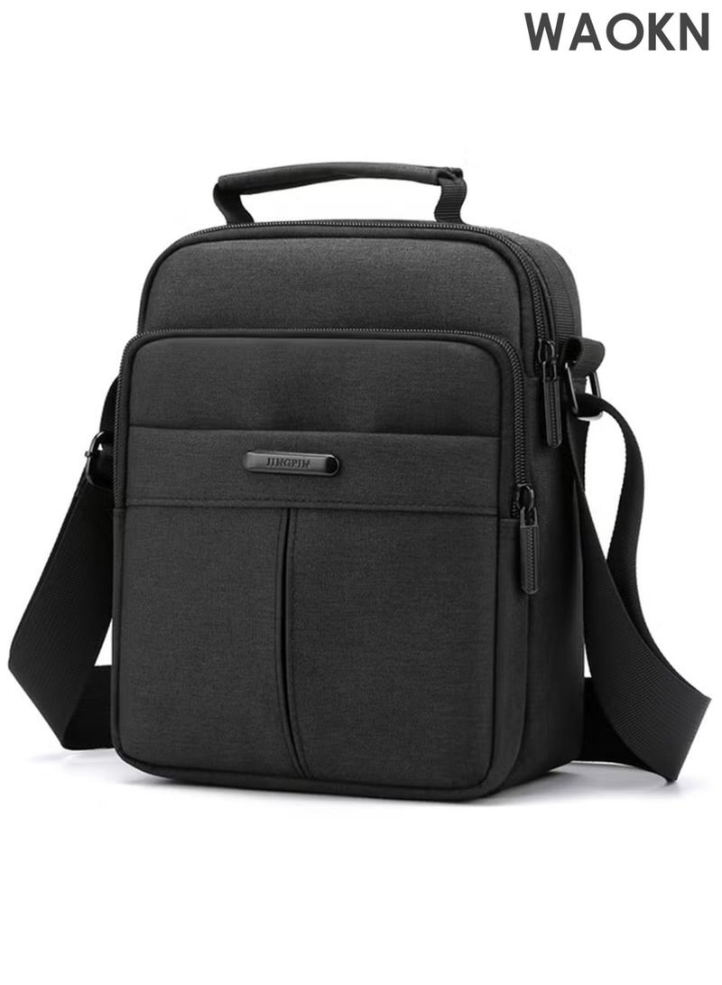 WAOKN Small Crossbody Bag , Shoulder Bag Messenger Bag for Men and Women , Sling Bag Travel Bag for Business Office School Satchel Bags , Mini Carry Bags Purse , waterproof material ，Fashionably Simple ,unisex , (Black) - Image 1