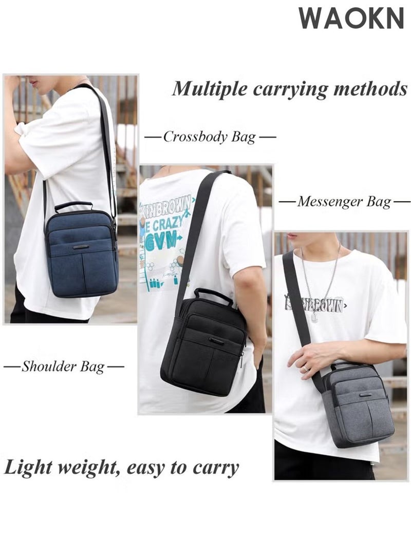 WAOKN Small Crossbody Bag , Shoulder Bag Messenger Bag for Men and Women , Sling Bag Travel Bag for Business Office School Satchel Bags , Mini Carry Bags Purse , waterproof material ，Fashionably Simple ,unisex , (Black) - Image 4