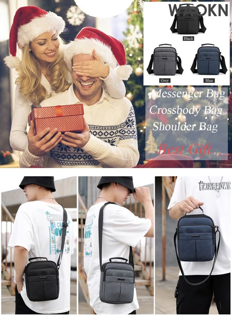 WAOKN Small Crossbody Bag , Shoulder Bag Messenger Bag for Men and Women , Sling Bag Travel Bag for Business Office School Satchel Bags , Mini Carry Bags Purse , waterproof material ，Fashionably Simple ,unisex , (Black) - Image 2