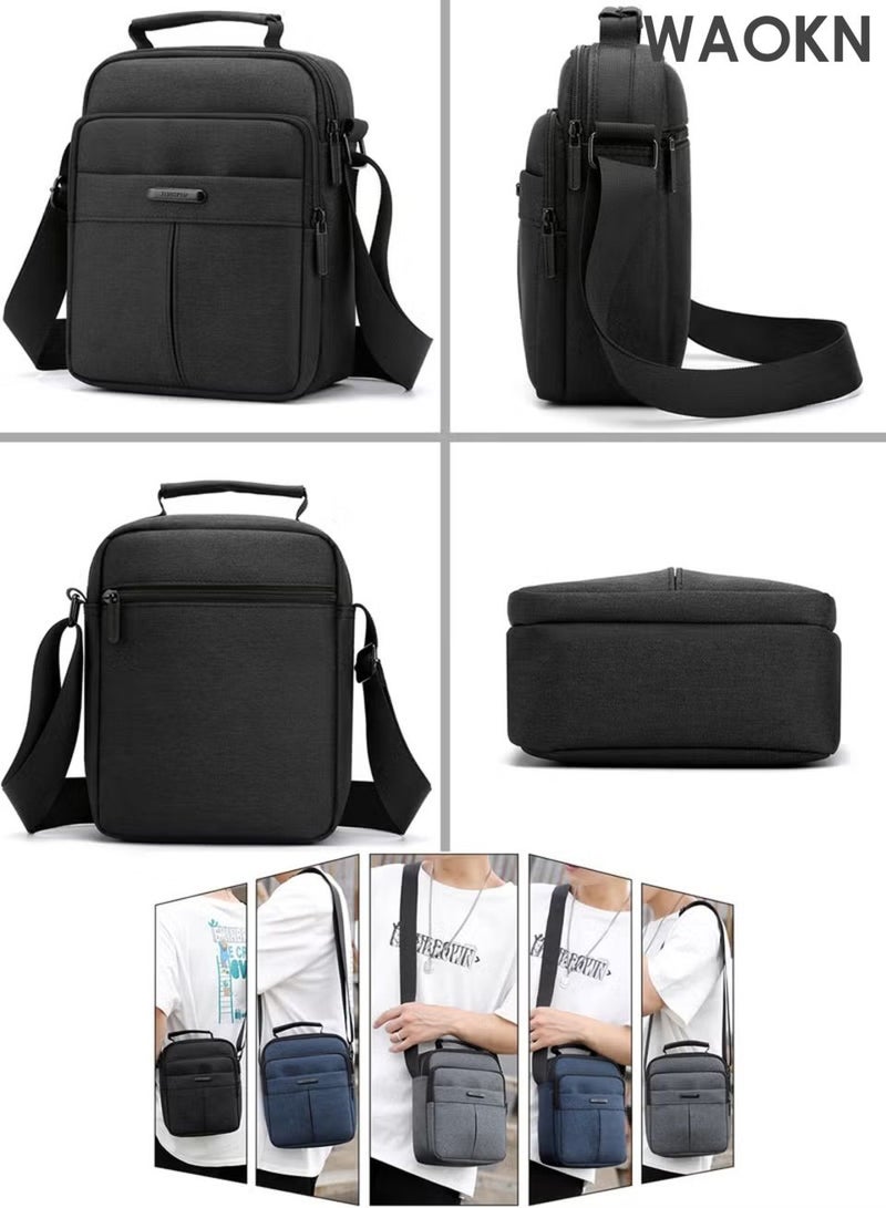 WAOKN Small Crossbody Bag , Shoulder Bag Messenger Bag for Men and Women , Sling Bag Travel Bag for Business Office School Satchel Bags , Mini Carry Bags Purse , waterproof material ，Fashionably Simple ,unisex , (Black) - Image 5
