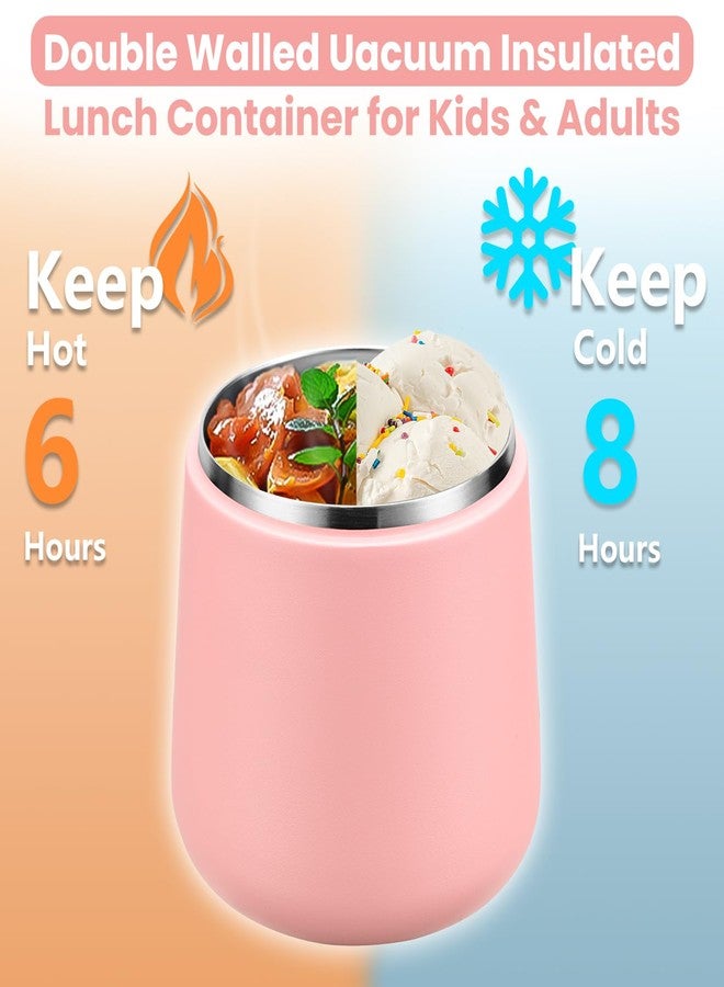Howeemo 20oz Insulated Vacuum Food Jar with Buckle Lid,Soup Thermo for Hot Food Kids,Wide Mouth Leakproof Stainless Steel Lunch Container with Spoon-Pink - Image 5