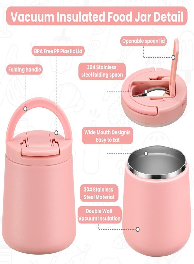 Howeemo 20oz Insulated Vacuum Food Jar with Buckle Lid,Soup Thermo for Hot Food Kids,Wide Mouth Leakproof Stainless Steel Lunch Container with Spoon-Pink - Image 2