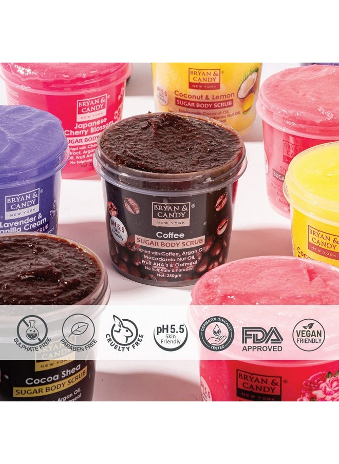 BRYAN & CANDY Bryan & Candy Coffee Sugar Body Scrub PH 5.5 For Tan Removal & Exfoliation|For Women & Men|Enriched with Coffee, Macadamia and Argan oil|Removes Dirt & Dead Skin from Neck, Knees, Elbows & Arms - 250g  - Image 5