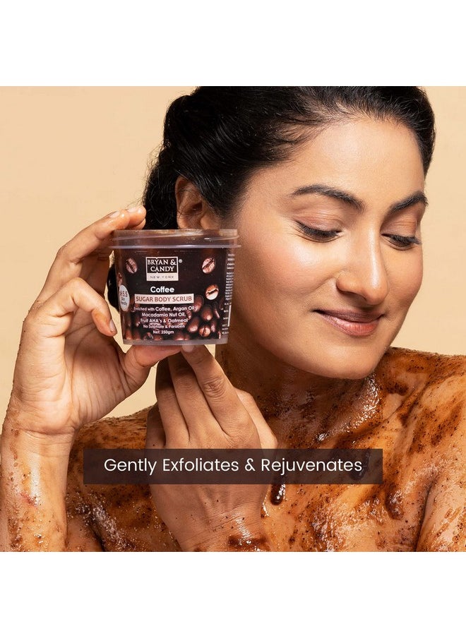 BRYAN & CANDY Bryan & Candy Coffee Sugar Body Scrub PH 5.5 For Tan Removal & Exfoliation|For Women & Men|Enriched with Coffee, Macadamia and Argan oil|Removes Dirt & Dead Skin from Neck, Knees, Elbows & Arms - 250g  - Image 3
