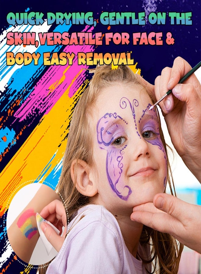 Vaneria 24 Colours Body & Face Paint Set - Quick-Drying,Water-Based Formula with Fluorescent Pens,Hair Coloring Combs,Glitter,Stencils & Brushes for Halloween, Party, Cosplay - Image 2