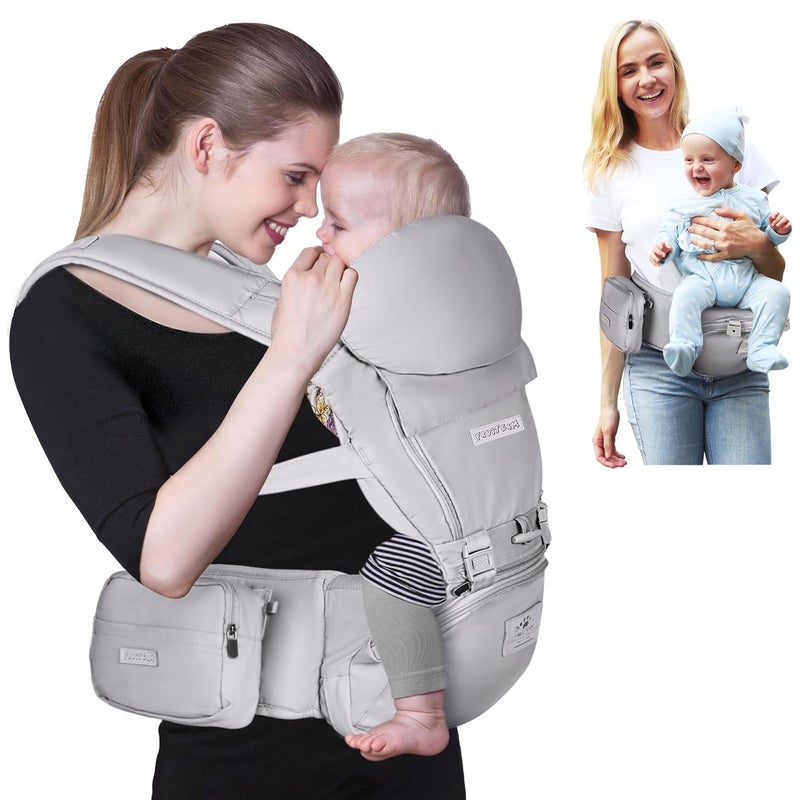 FRUITEAM Baby Carrier Newborn to Toddler - Safety-Certified Waist Stool with Hip Seat, Ergonomic 6-in-1 Baby Carrier with Head Support, Great for Travel and Outdoor Activities - Image 1