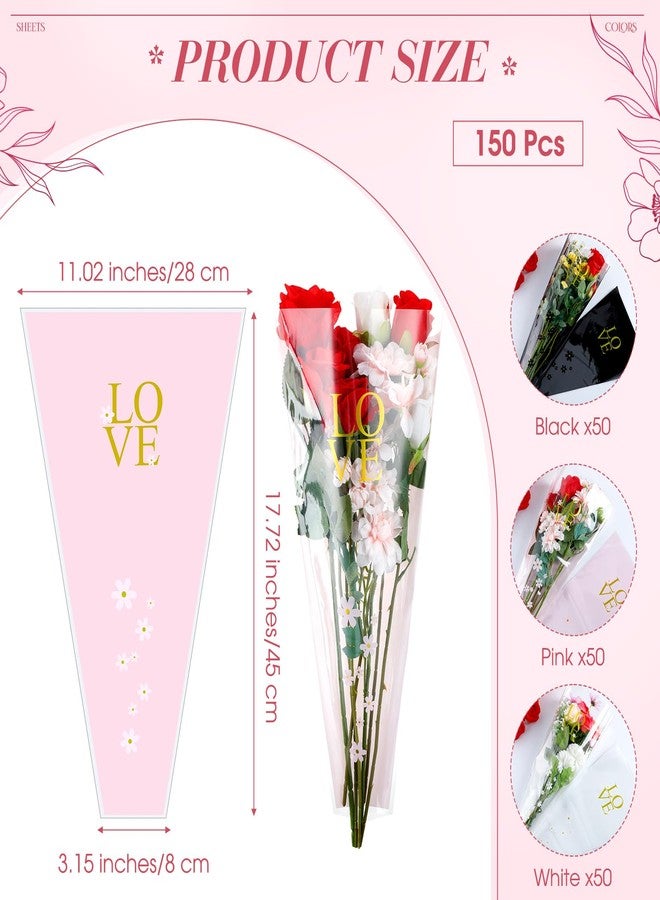 Sayglossy 150 Pcs Flower Bags Single Rose Sleeve Flower Wrapping Gift Bags for Bouquets Clear Florist Packing Bag for Valentine's Day Wedding Anniversary Engagement Gifts(17.72 x 11.02 x 3.15) - Image 2