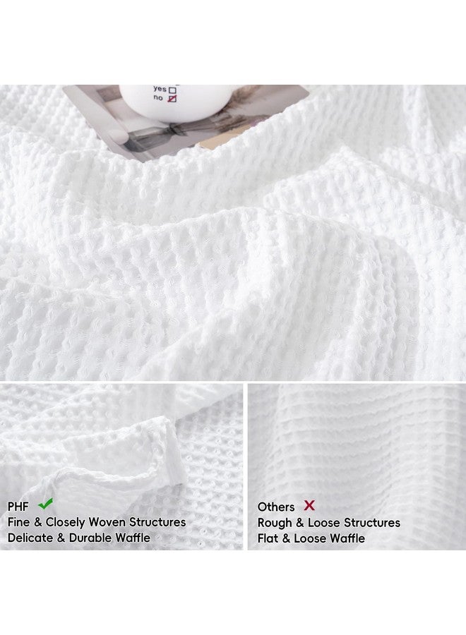 PHF PHF 100% Cotton Waffle Weave Euro Shams 26" x 26", No Filling, 2 Pack Elegant Home Decorative Euro Throw Pillow Covers for Bed Couch Sofa, White  - Image 4